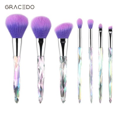 New Design Professional 7pcs Makeup Brush Soft Synthetic Hair With Diamond Plastic Handle Make Up Brushes Set