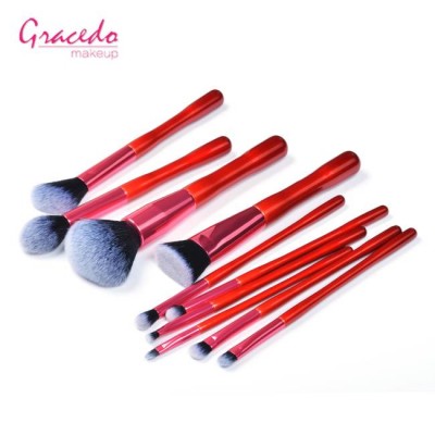 luxury diamond handle red makeup brush set 10pcs