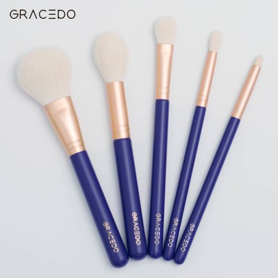 Hot Sale White Nylon Hair Blue Handle Professional Custom Makeup Brush Set With Logo