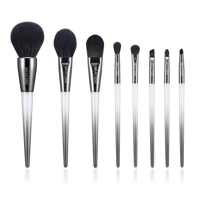 Professional 8pcs Transparent makeup brush premium synthetic Handmade custom plastic Handle makeup brushes set