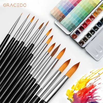 Professional 13 Pcs Anngle Acrylic Artist Paint Brush Wood Handle Oil Art Set Paint Brush For Artist Art Painting