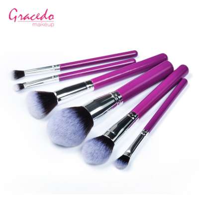 customized private logo shiny purple makeup brush set 6pcs