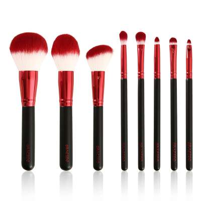 Red 8 Pcs  makeup brushes rainbow Red makeup brush set makeup set brush