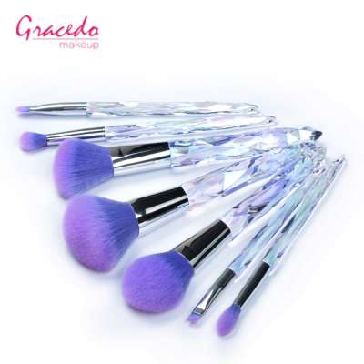 Custom Glitter Diamond Purple Makeup Brush Set 7pcs