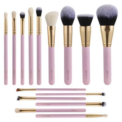 Wholesaler Professional Makeup Brush Tools 15pcs Flexibility Hair Pink Plastic Handle Private Label Makeup Brush Set