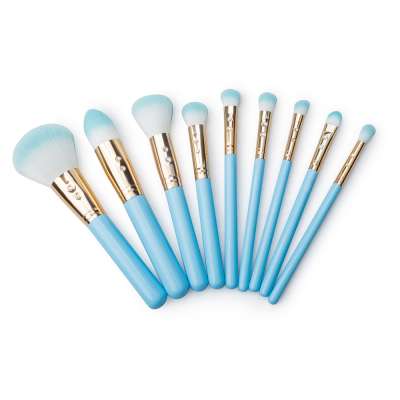 Wholesale Professional Blush Brush Rhinestone Ferrule Blue Makeup Brush Set with Factory Price