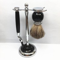 Popular black beard kit face care razor shaving brush and metal stand